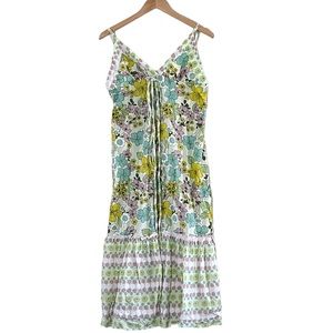 Nolita | Boho maxi floral sundress spaghetti straps ruffle hem size medi…